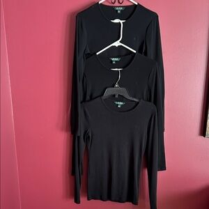 3 Ralph Lauren Black Long Sleeve Tops